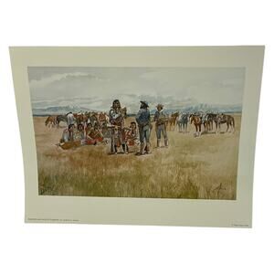 Indians and Scouts Talking 1958 Print by Charles M Russell‎ Western Art